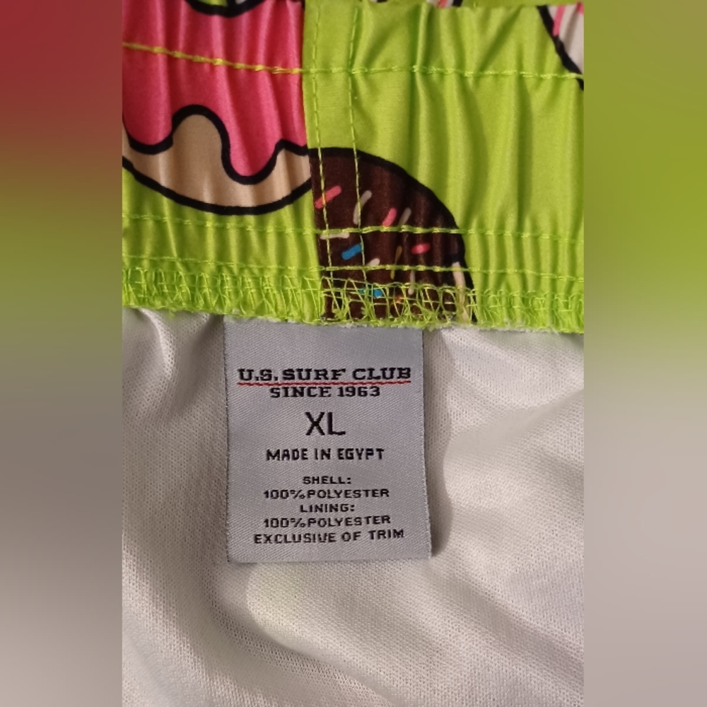 Donut Print Swim Trunks - Green - Picture 7 of 7